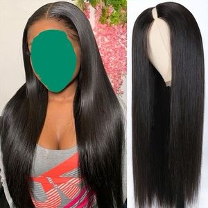 NWOT 22 inch V-Part wig 100% human hair soft straight natural black 1B NWOT